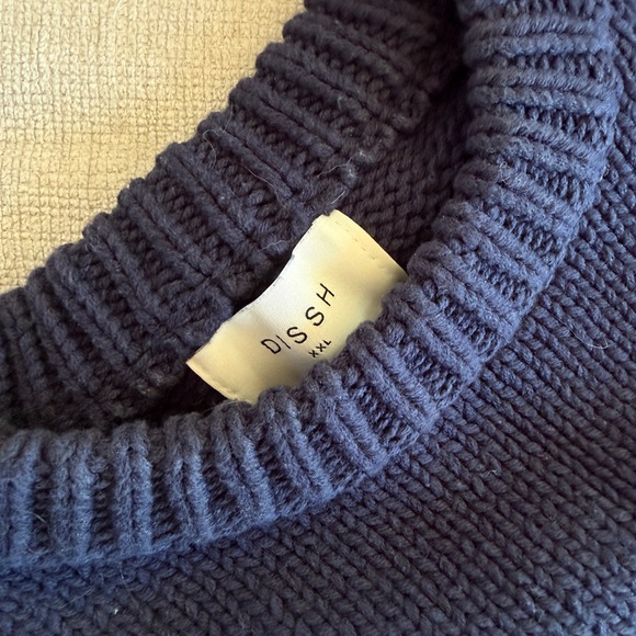 DISSH Roy Oversized Navy Blue Crew Neck Sweater - Picture 6 of 7